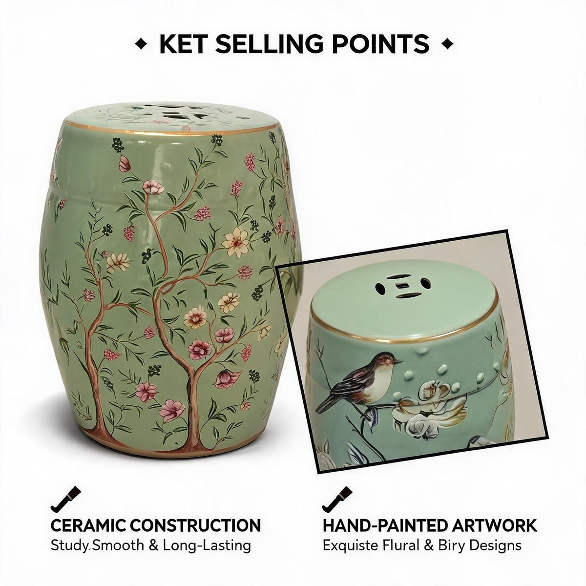 Hand-Painted Blue White Ceramic Garden Stool I1571