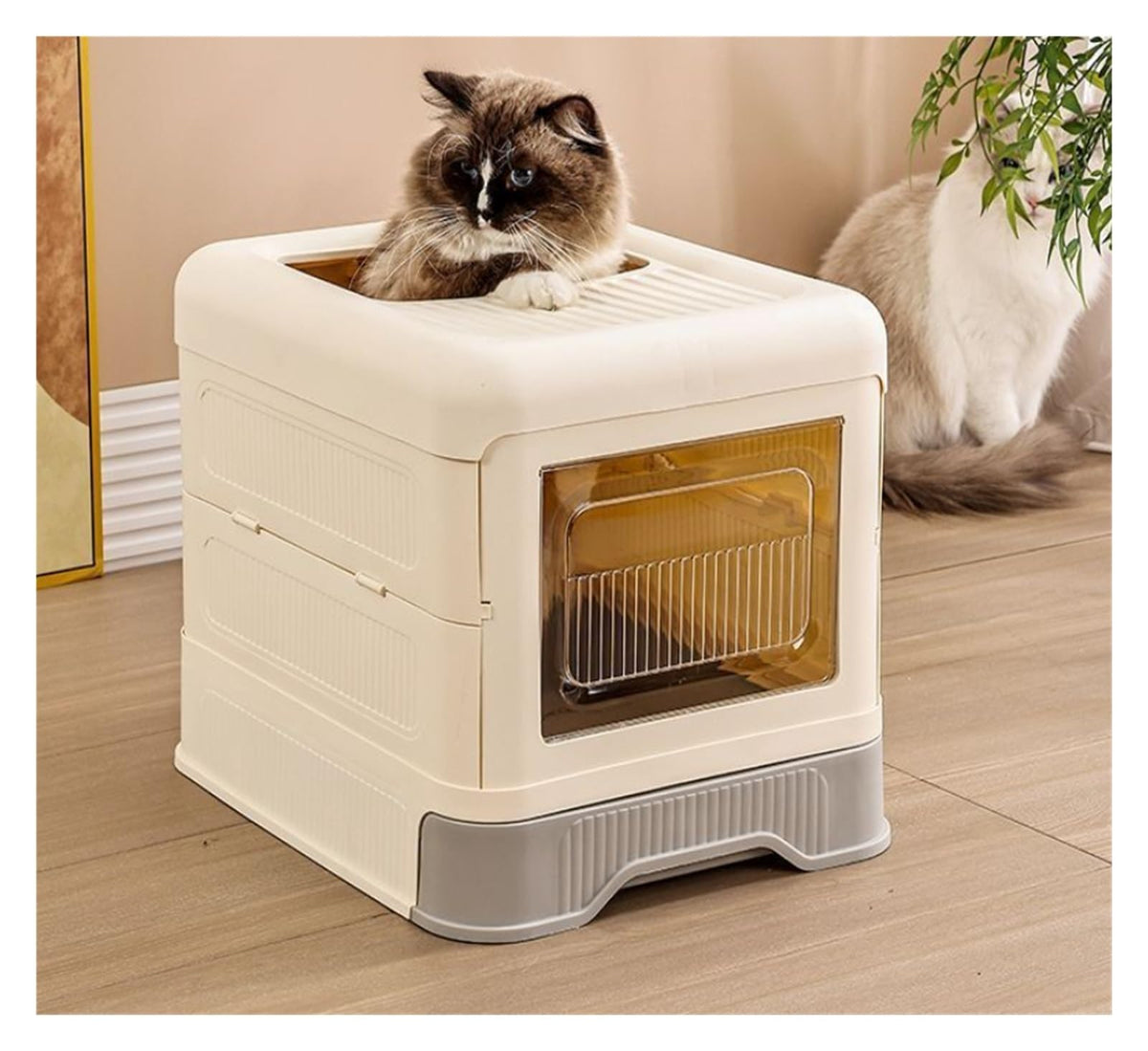 Fully Enclosed Cat Litter Box with Lid and Drawer Y231569