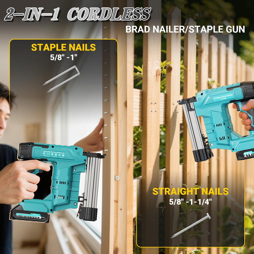 Cordless 2-in-1 21V Electric Nail Gun with Battery G2909