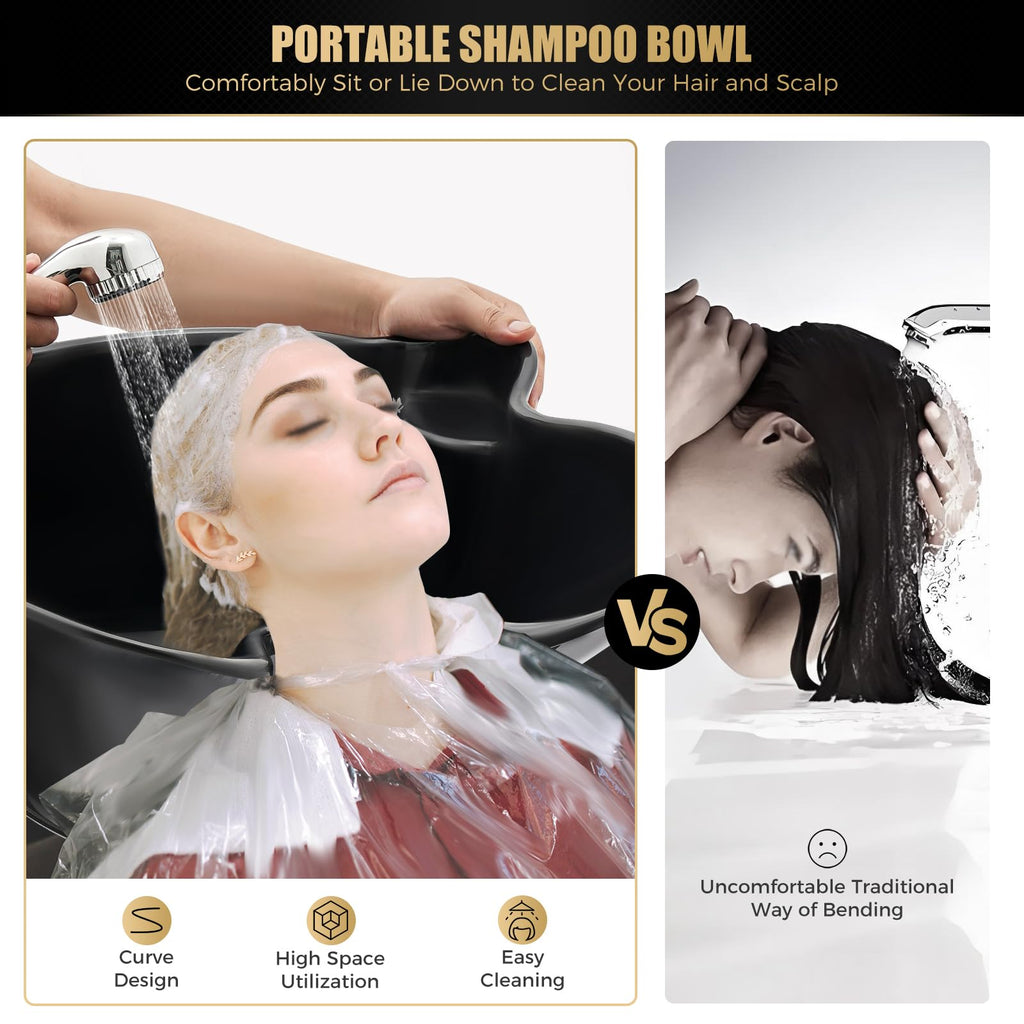 Portable Shampoo Basin with 2 Buckets, Height Adjustable Y805