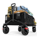 26" Extra Wide All Terrain Folding Wagon with Big Wheels, Cargo Net & Tailgate, 400lbs Heavy Duty Collapsible Cart, Black C88730