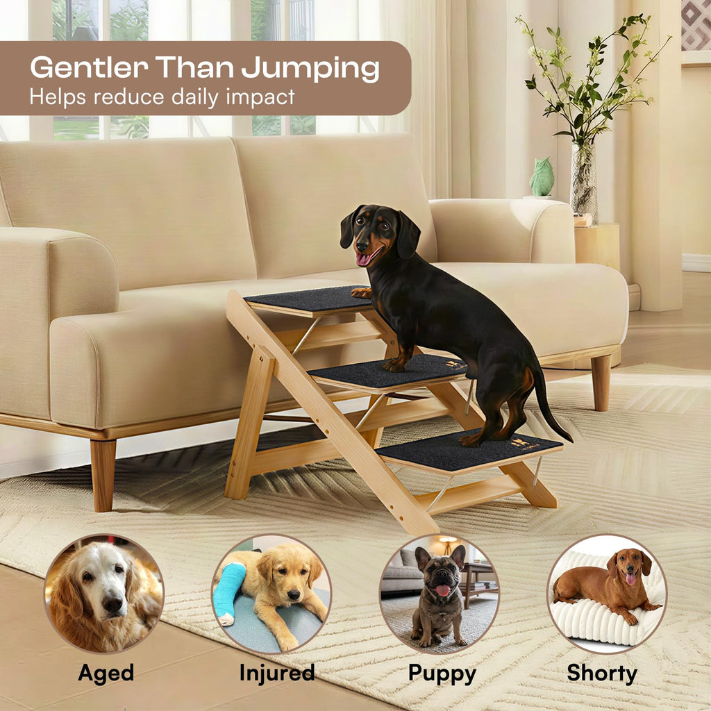 Wooden 4-Step Foldable Anti-Slip Dog Stairs R314