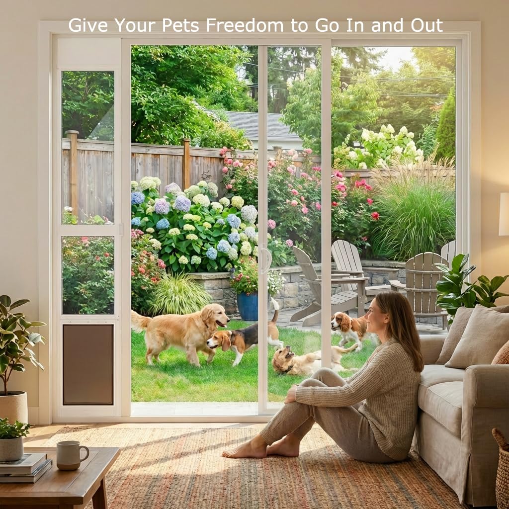 Adjustable Height Aluminum Frame Sliding Glass Door Dog Door M5031