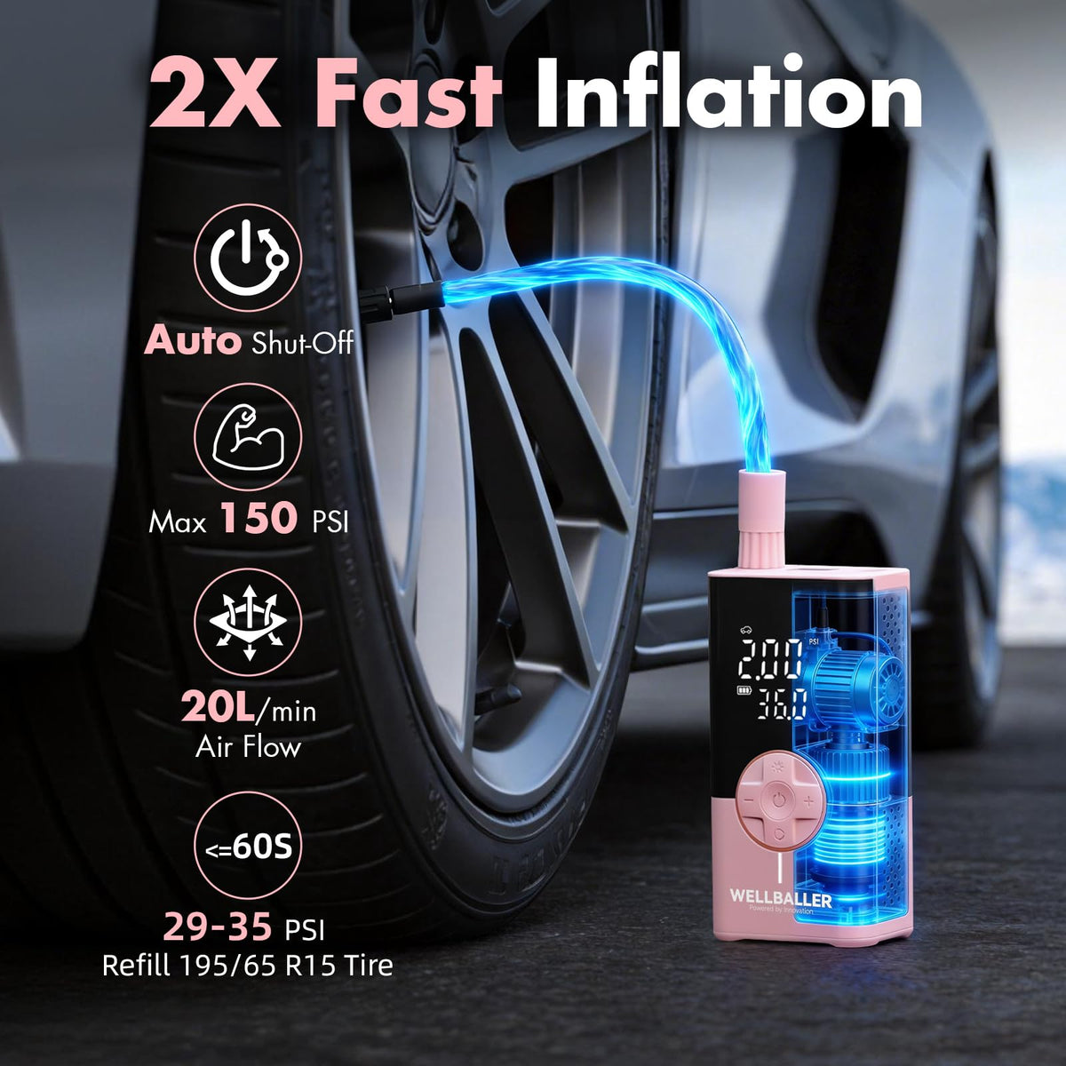 Portable Air Compressor with Digital Pressure Gauge M6056