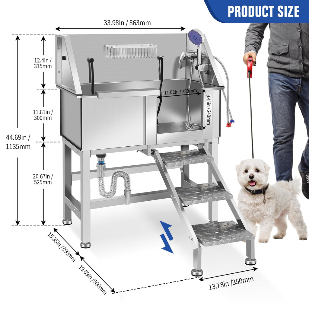 Stainless Steel Dog Washing Station with Stairs I60712