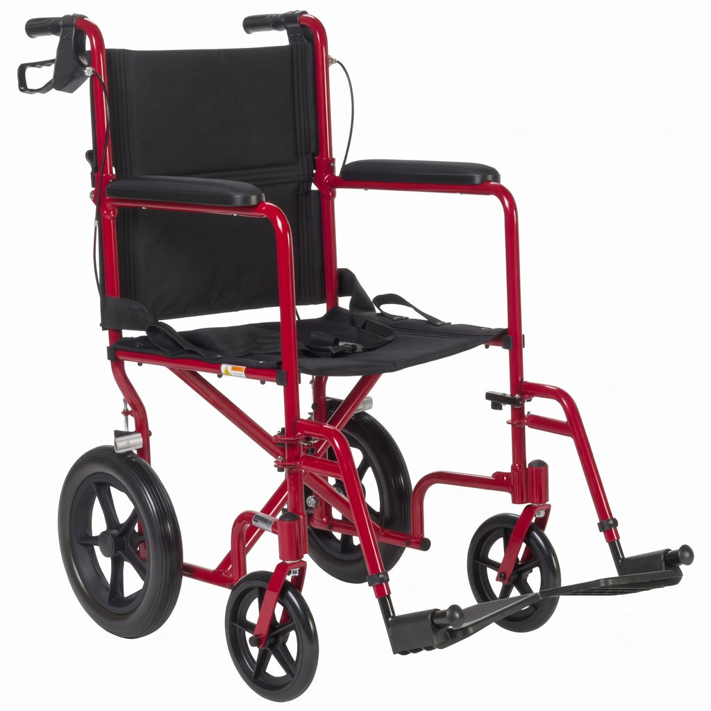 Red Transport Wheelchair with Hand Brakes K421532