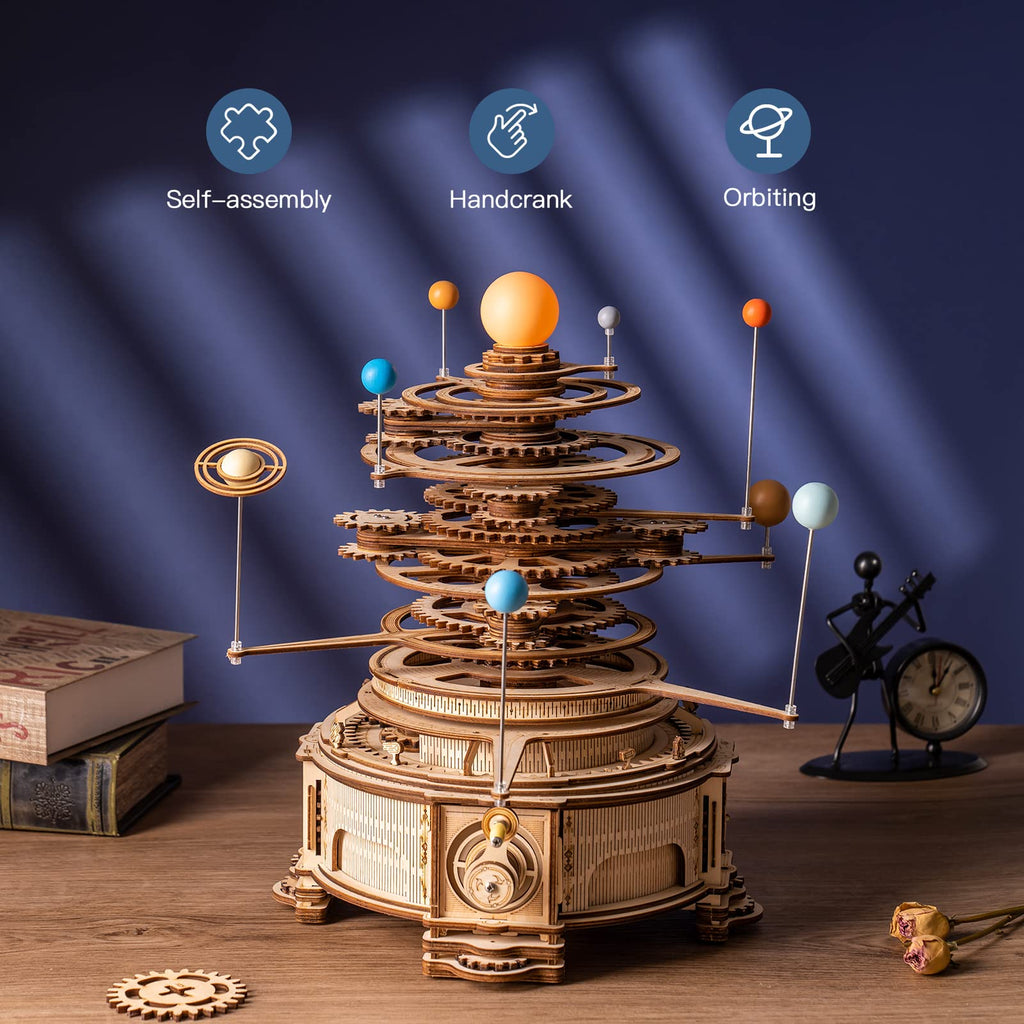 3D Wooden Puzzle Mechanical Building Set 8 Orbiting Planets W236
