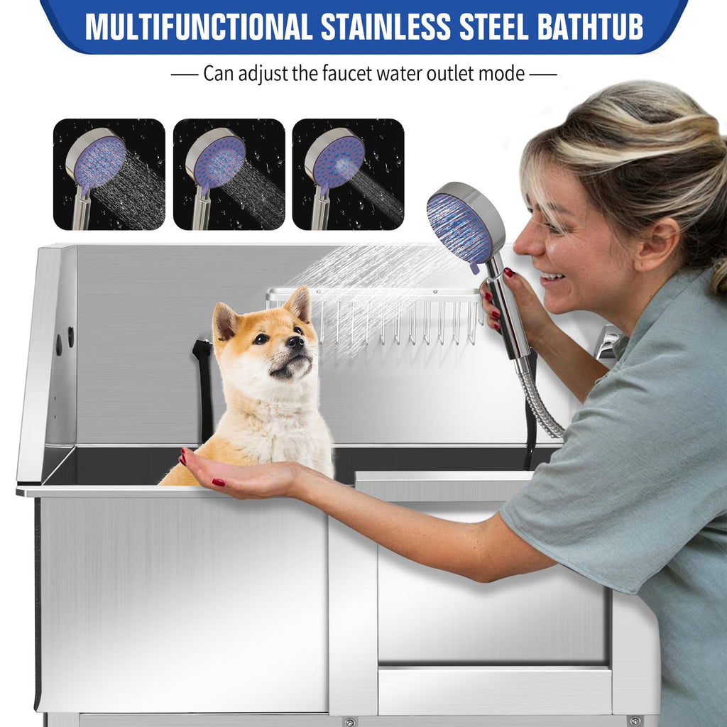 Stainless Steel Dog Washing Station with Stairs I60712