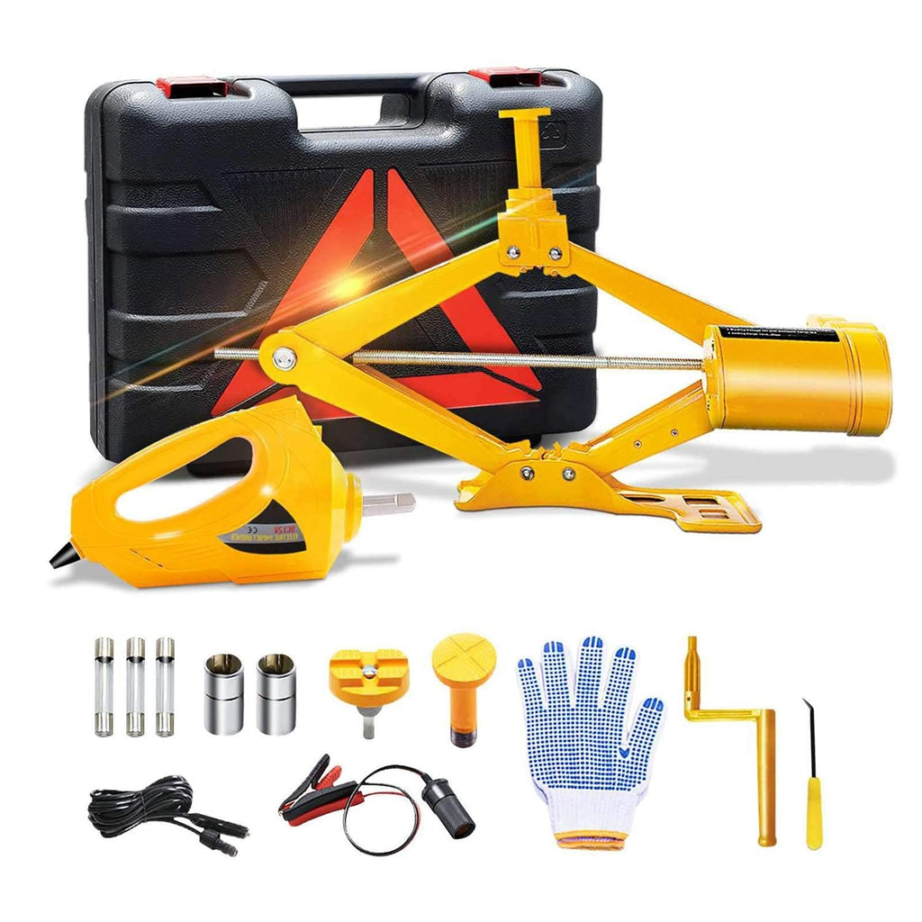 3 Ton 12V Electric Scissor Car Jack Kit with Impact Wrench O7667