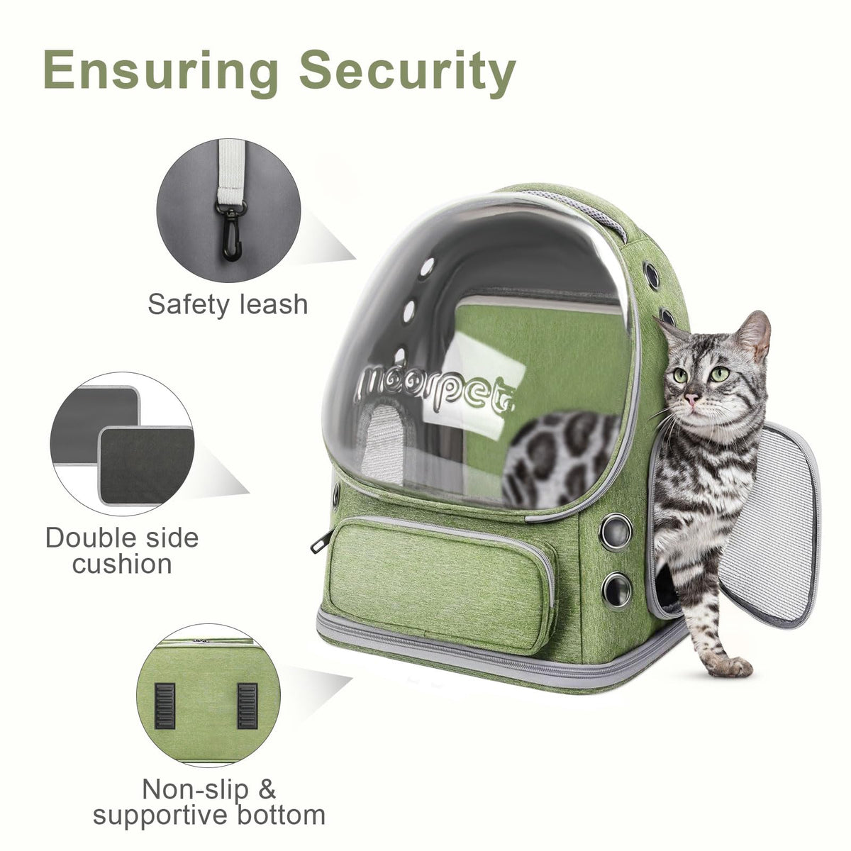 Green Expandable Breathable Pet Backpack Carrier N90066