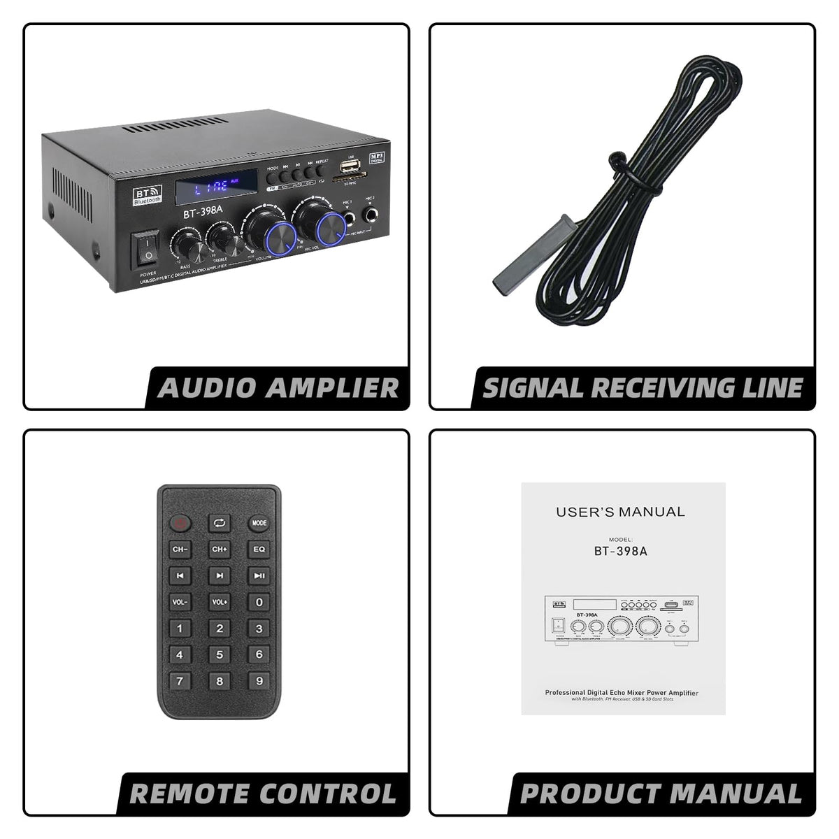 Bluetooth 5.0 Stereo Receivers, 2 Channel 450W Home Amplifier J752398