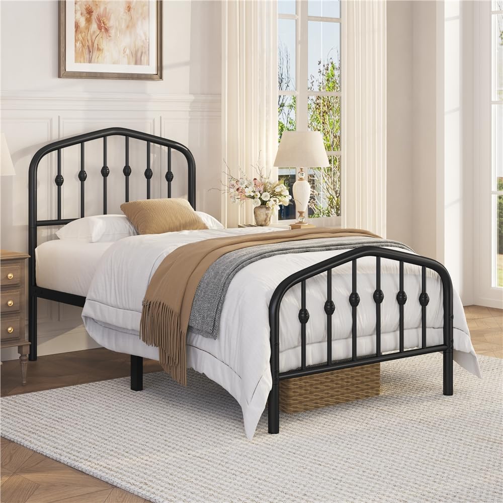Twin Metal Bed Frame with Victorian Headboard I231