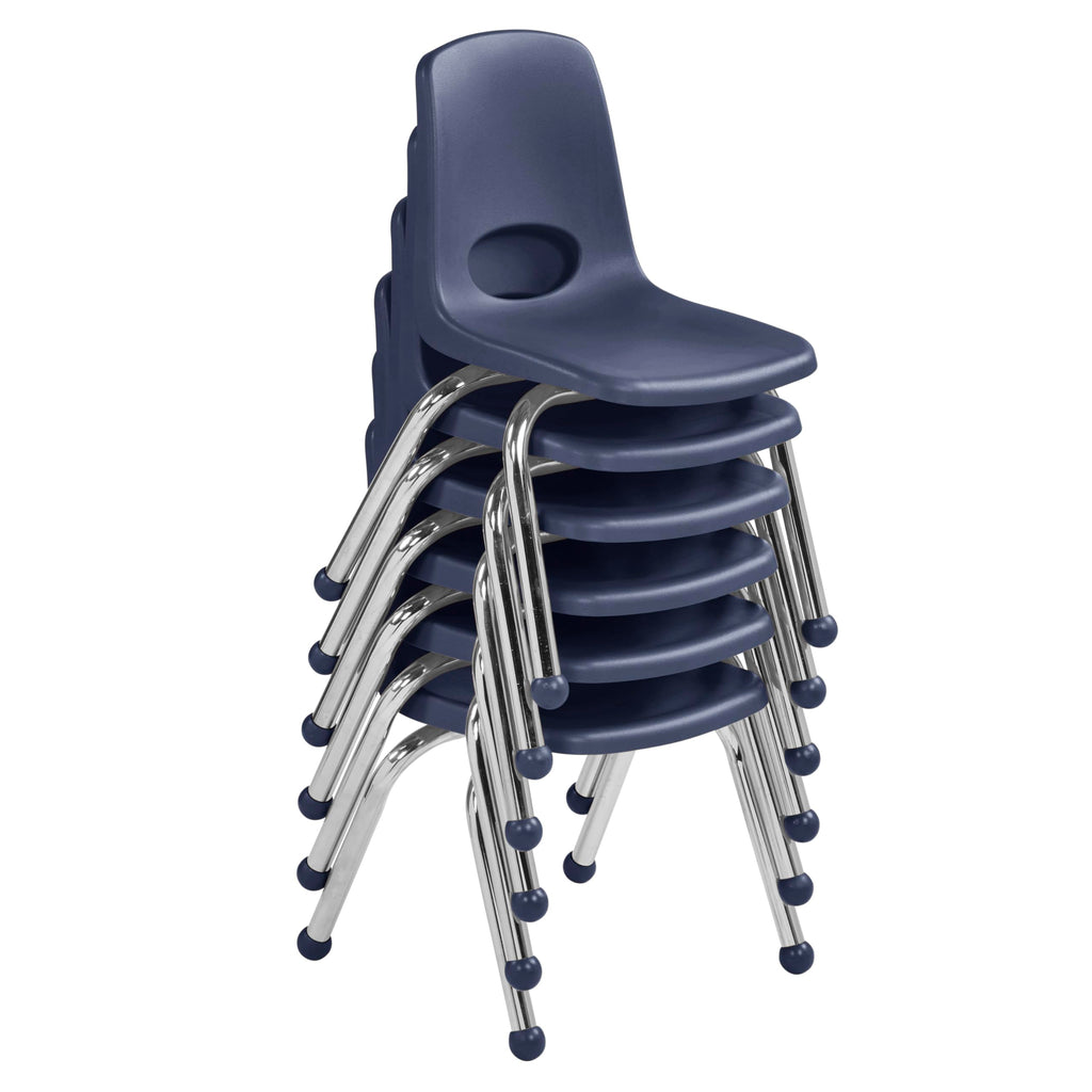 12" School Stack Chair with Ball Glides, Navy, 6-Pack X4736