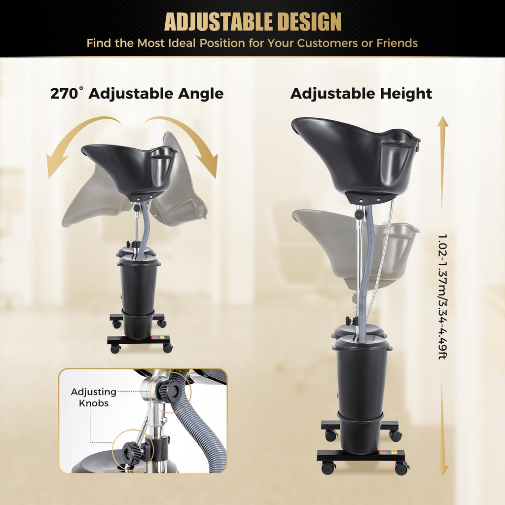 Portable Shampoo Basin with 2 Buckets, Height Adjustable Y805
