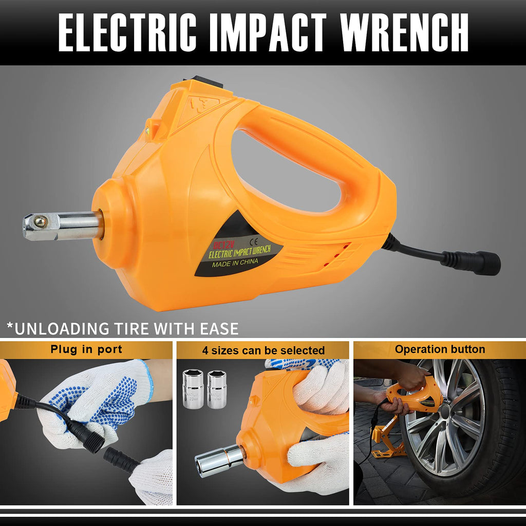 3 Ton 12V Electric Scissor Car Jack Kit with Impact Wrench O7667