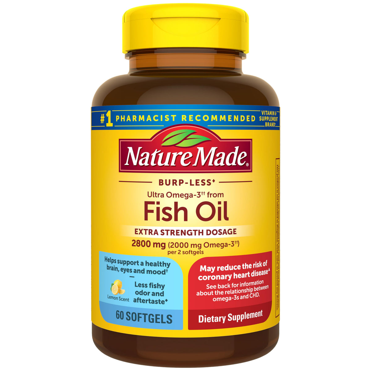 Omega 3 Fish Oil Supplement, 60 Softgels F180250