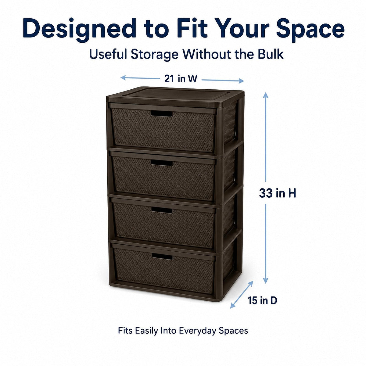 4 Drawer Brown Plastic Storage Tower R6881