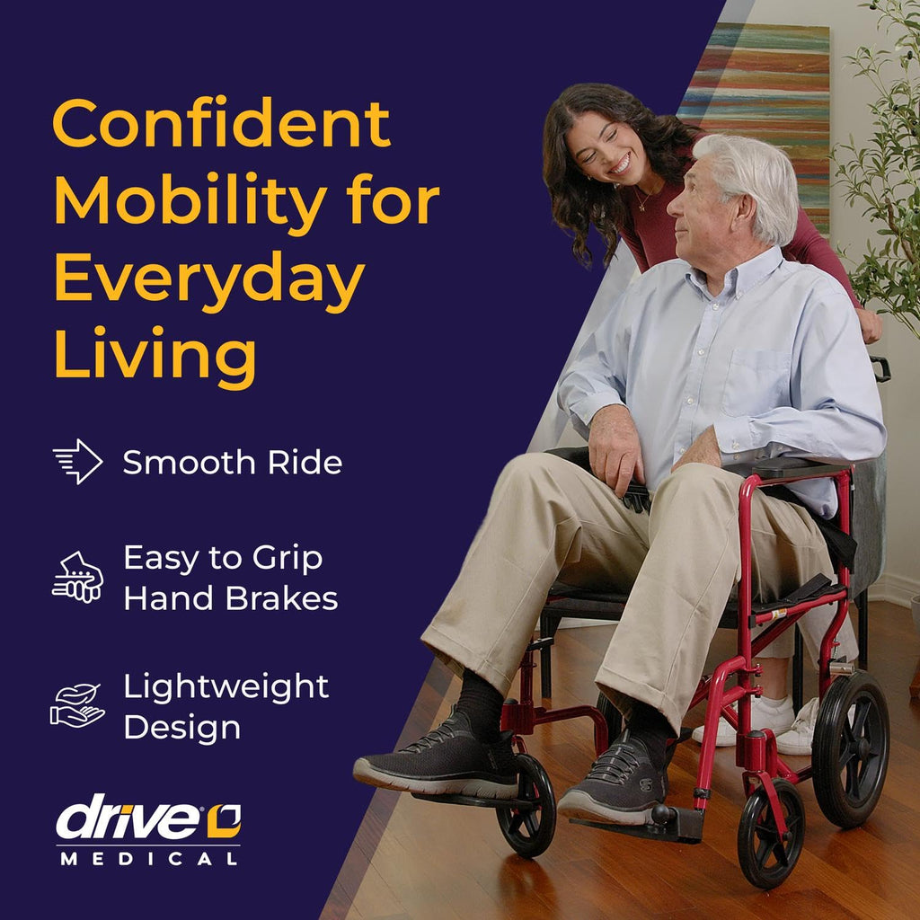 Red Transport Wheelchair with Hand Brakes K421532