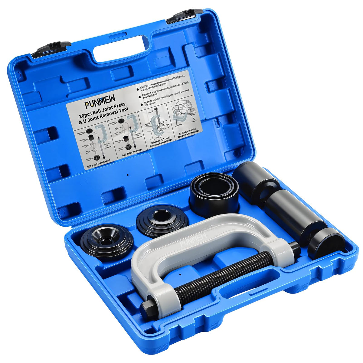 10 pcs Ball Joint Press & U Joint Removal Tool Kit with 4 * 4 Adapters T948