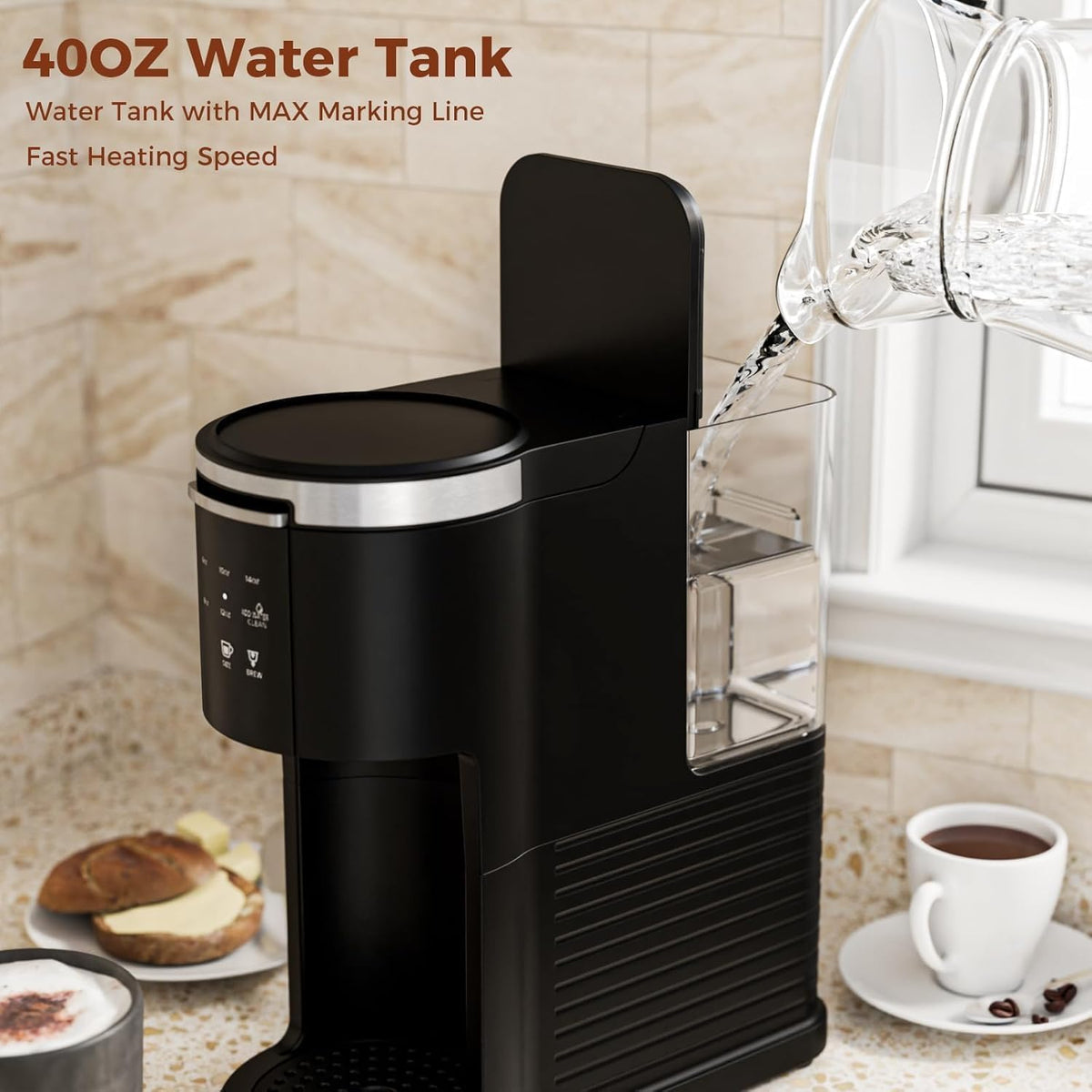 Single Serve 2 in 1 Coffee Maker with 40oz Removable Water Reservoir U50958
