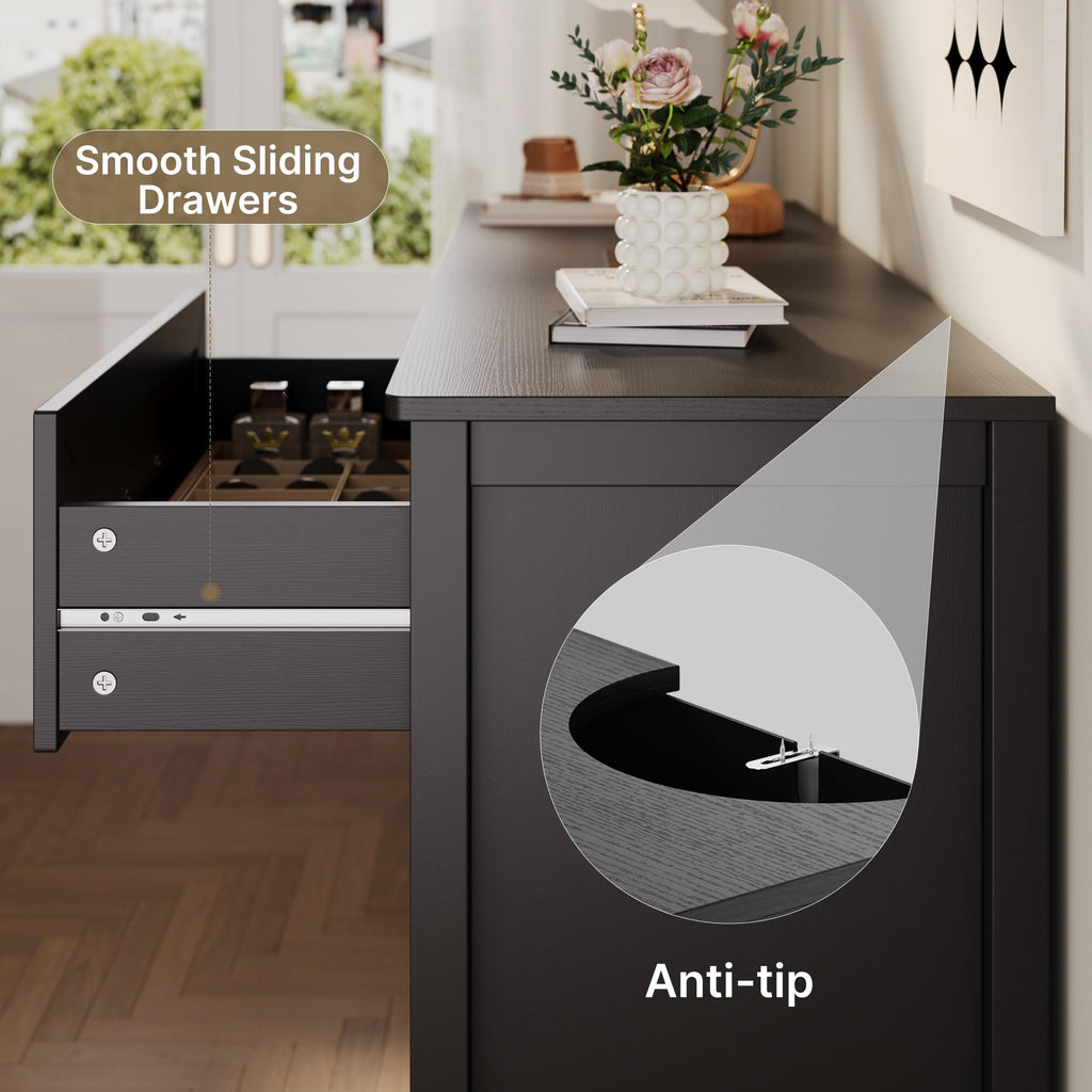 Black 6 Drawer Dresser J6111