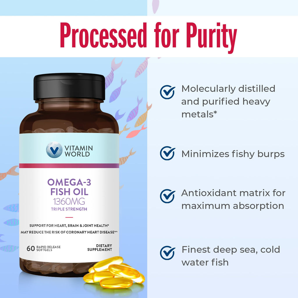 Triple Strength Omega 3 Fish Oil 1360 mg 60 Softgels N2742
