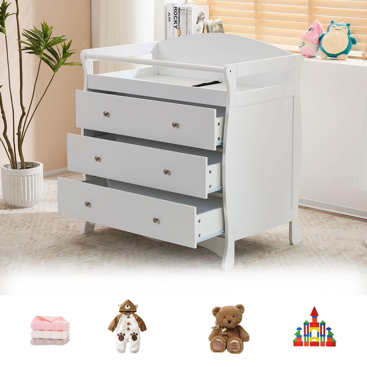 White Changing Table Dresser B772