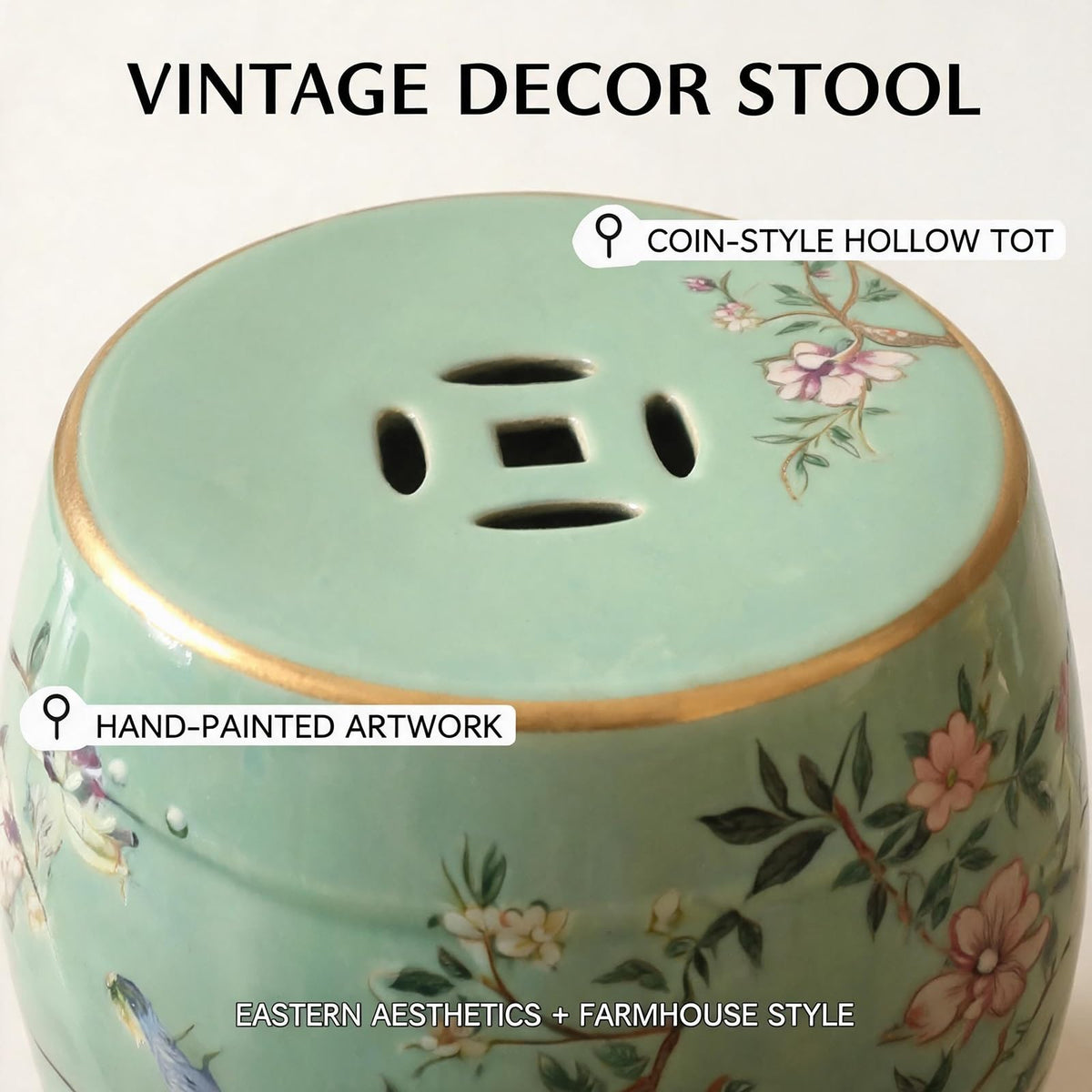 Hand-Painted Blue White Ceramic Garden Stool I1571