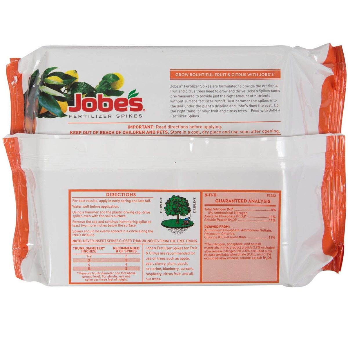 Fruit & Citrus Fertilizer Spikes 8-11-11 Time Release 9 Spikes T1642