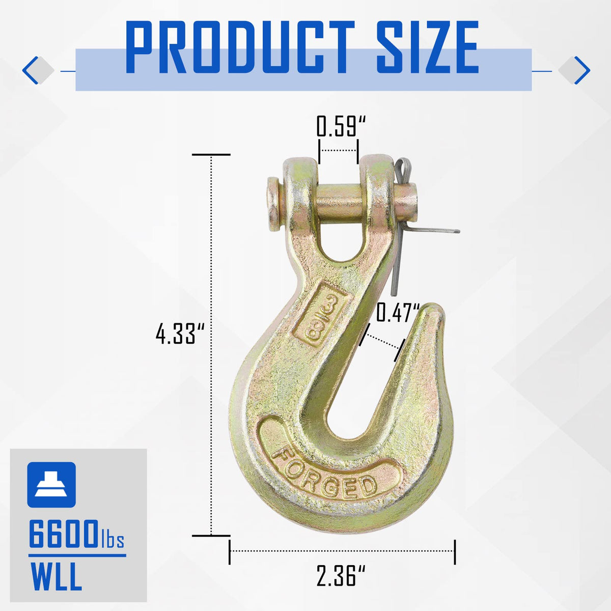 3/8" Grade 70 Forged Steel Clevis Grab Hooks N87374