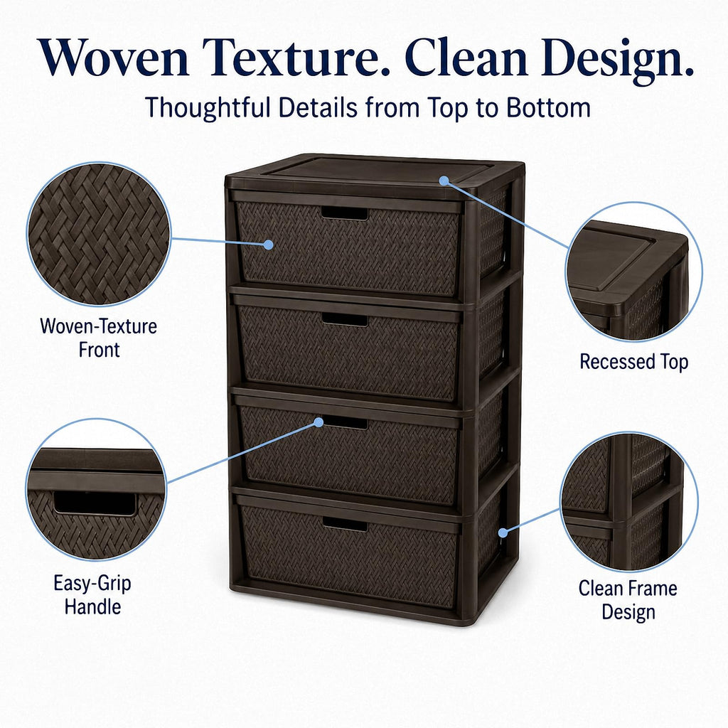 4 Drawer Brown Plastic Storage Tower R6881
