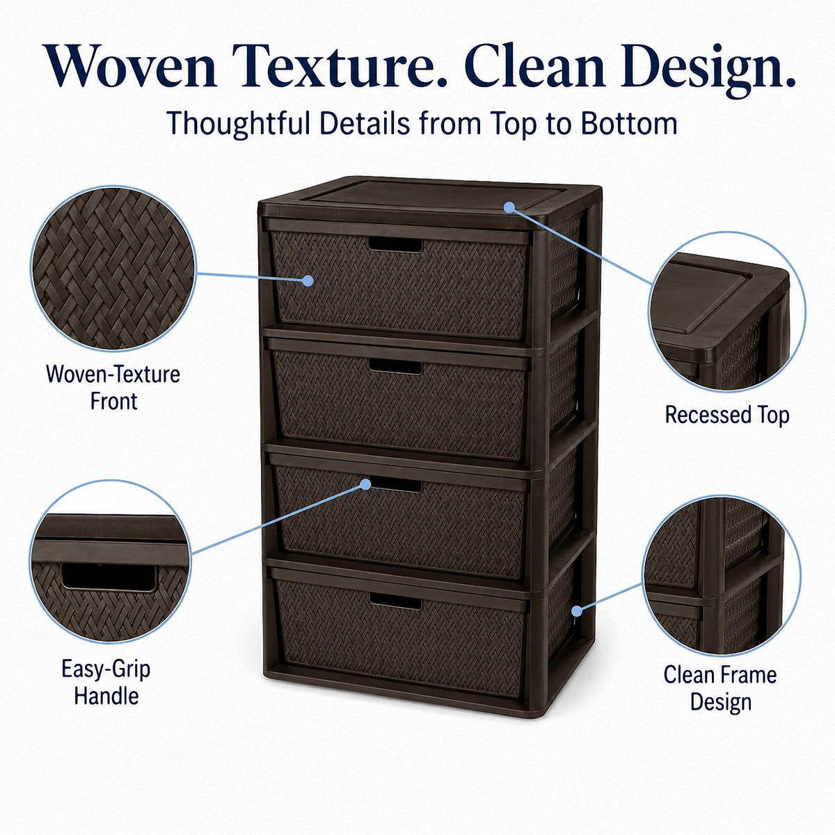 4 Drawer Brown Plastic Storage Tower R6881