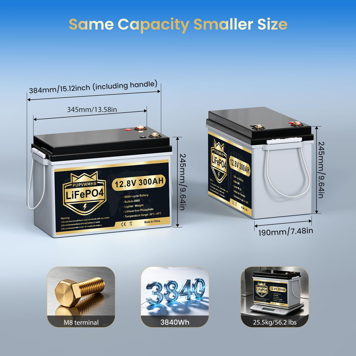 300Ah Lithium LiFePO4 Battery with Bluetooth O68551