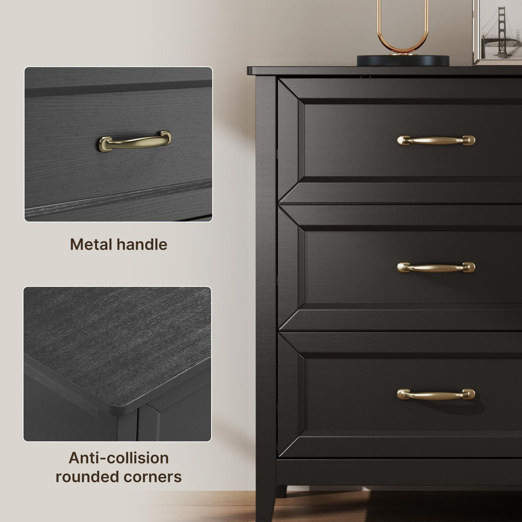 Black 6 Drawer Dresser J6111