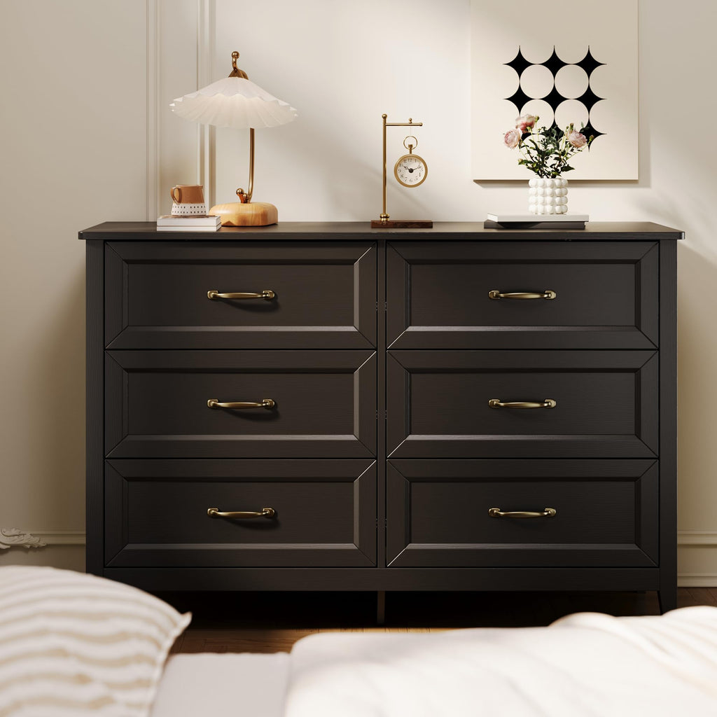 Black 6 Drawer Dresser J6111