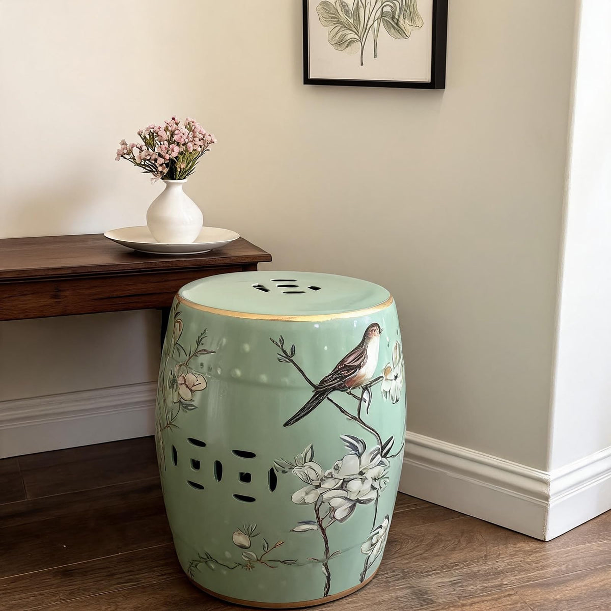 Hand-Painted Blue White Ceramic Garden Stool I1571