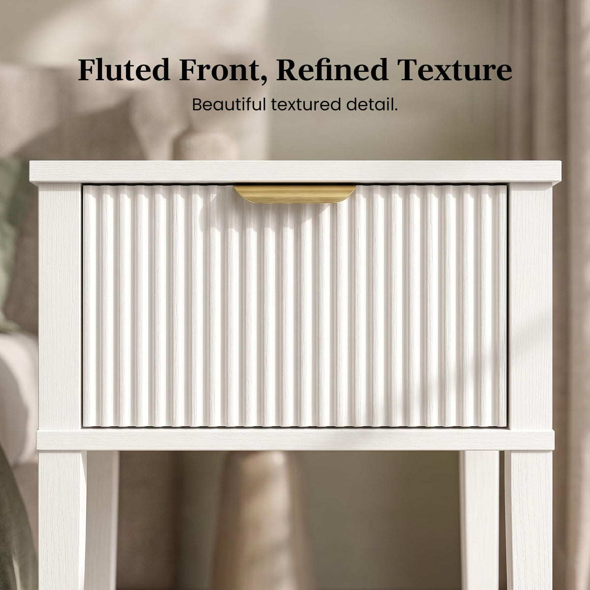 White Nightstand with Drawer and Open Shelf F670258