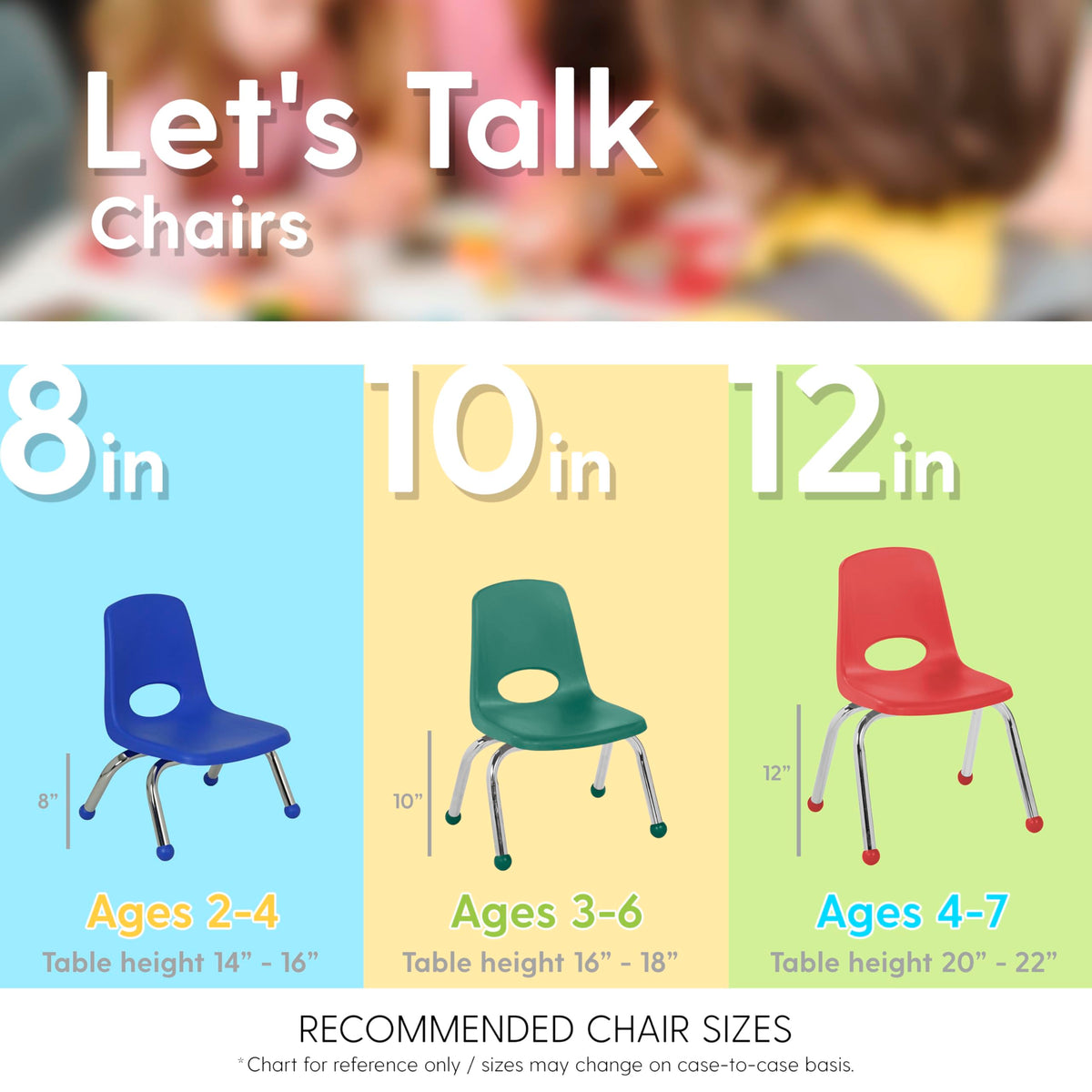 12" School Stack Chair with Ball Glides, Navy, 6-Pack X4736
