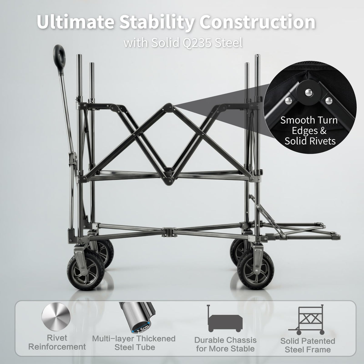 600L Foldable Collapsible Wagon Cart with Wheels S3190