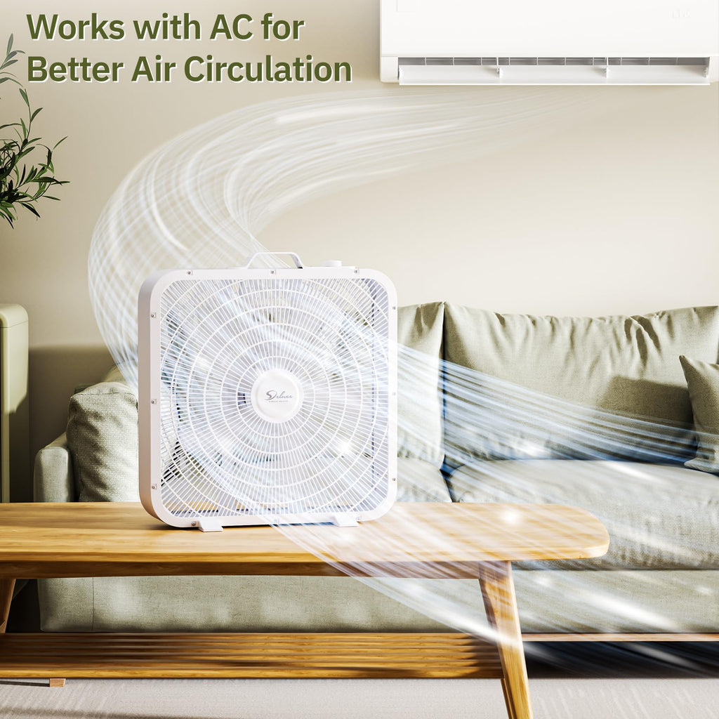 20” White 3-Speed Box Fan with Carry Handle C73610