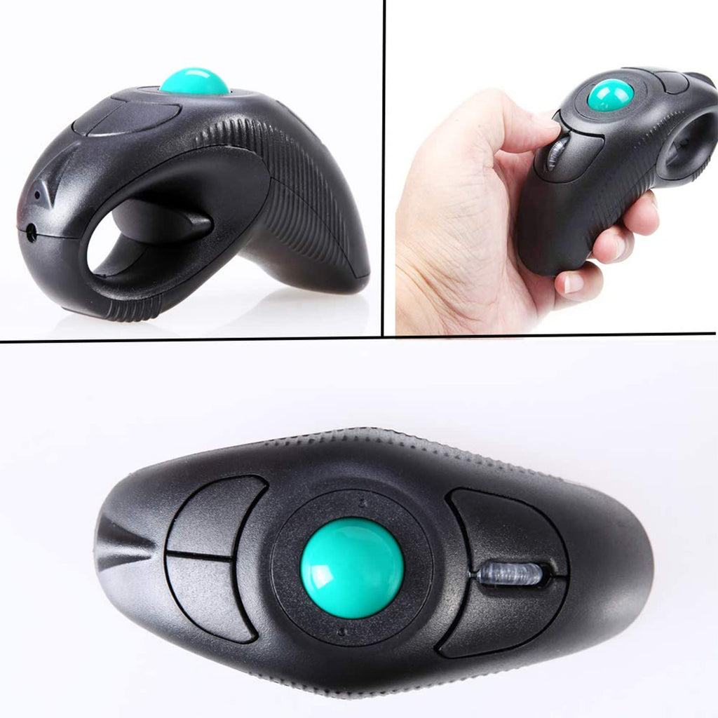 Wireless 2.4G USB Ergonomic Trackball Handheld Finger Mouse Y44507
