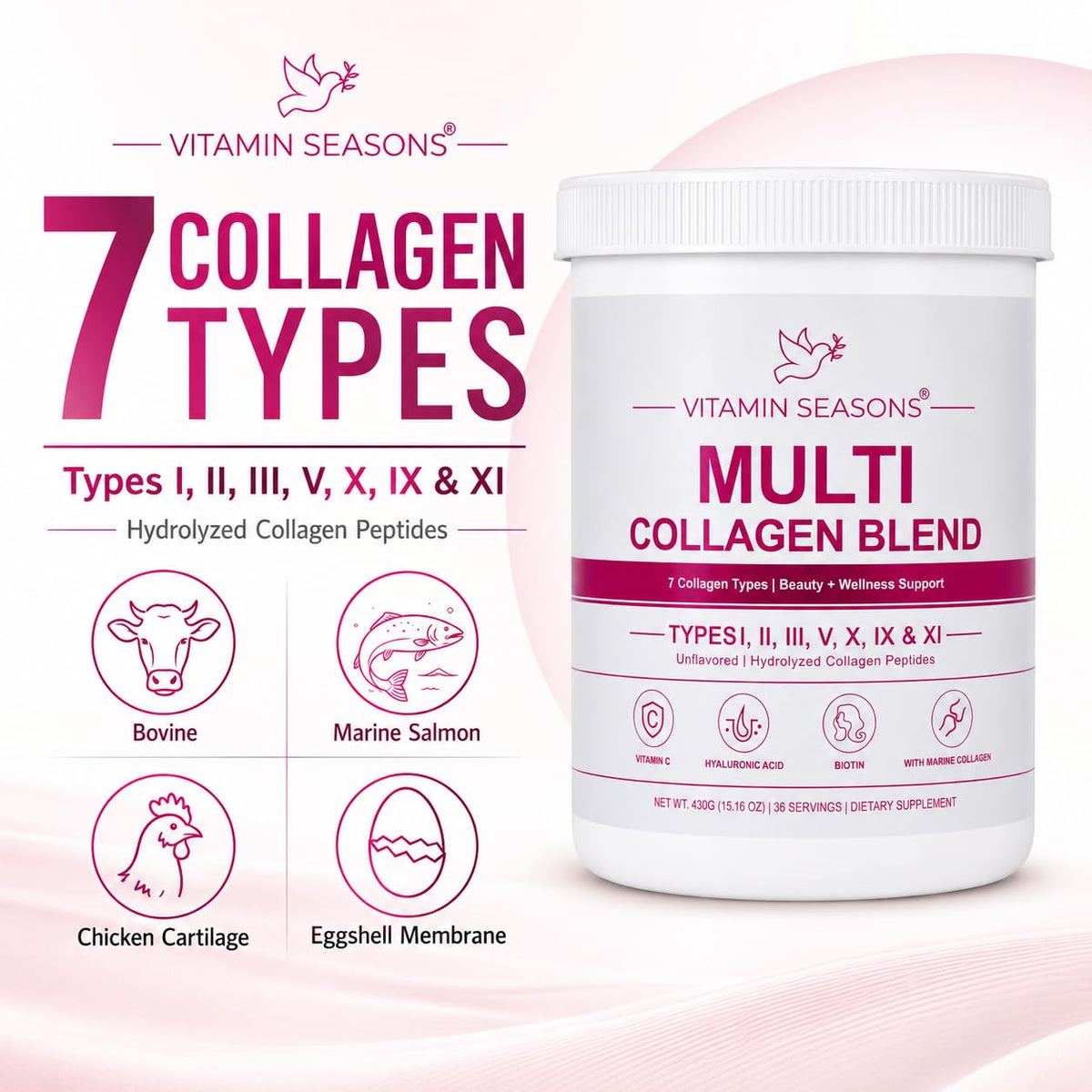 Unflavored Hydrolyzed Collagen Peptides Powder 15.16 oz I70869