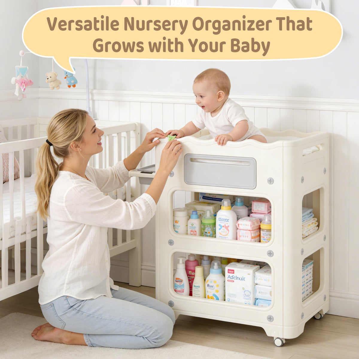 Foldable Portable Baby Changing Table with Storage Baskets L477