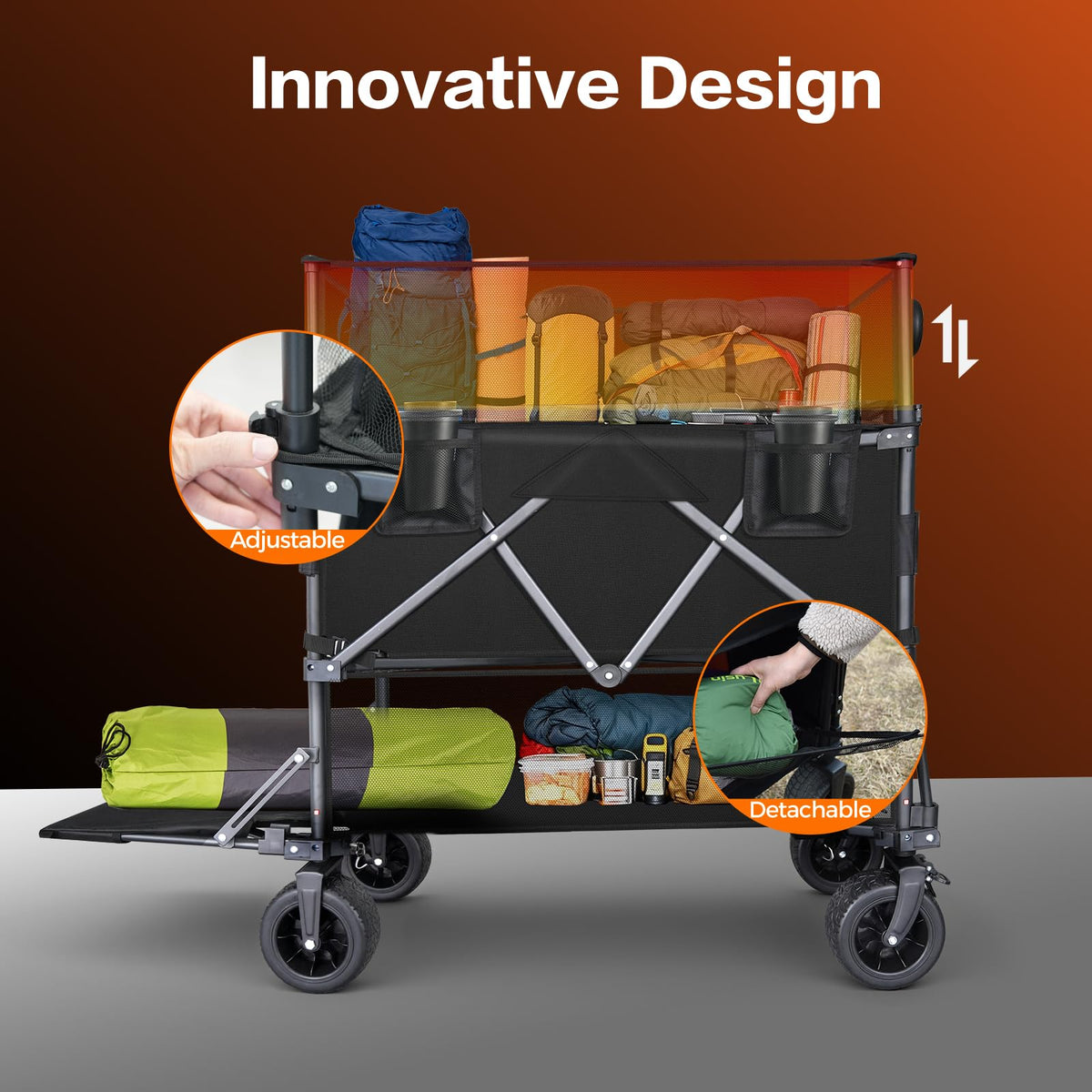 600L Foldable Collapsible Wagon Cart with Wheels S3190