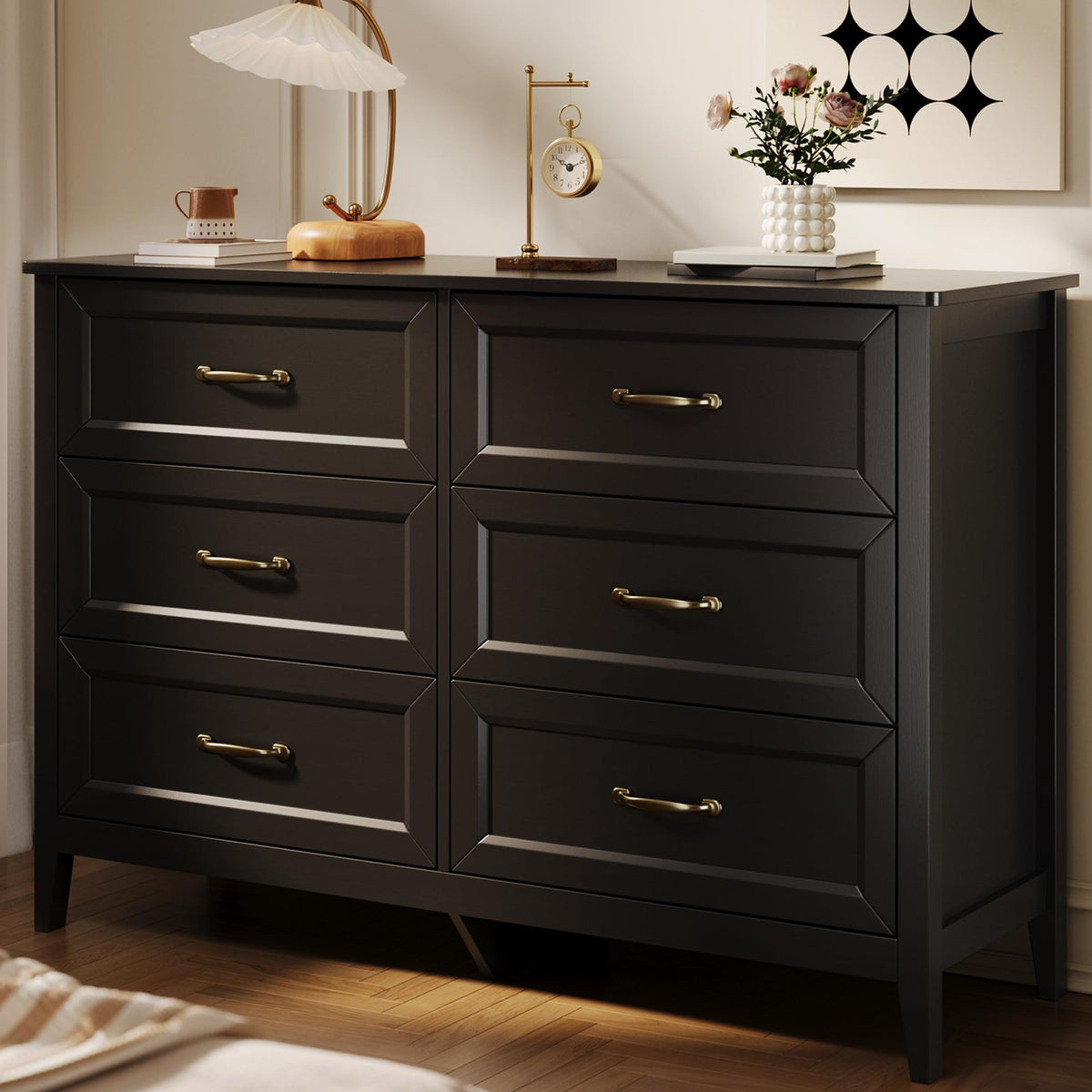 Black 6 Drawer Dresser J6111