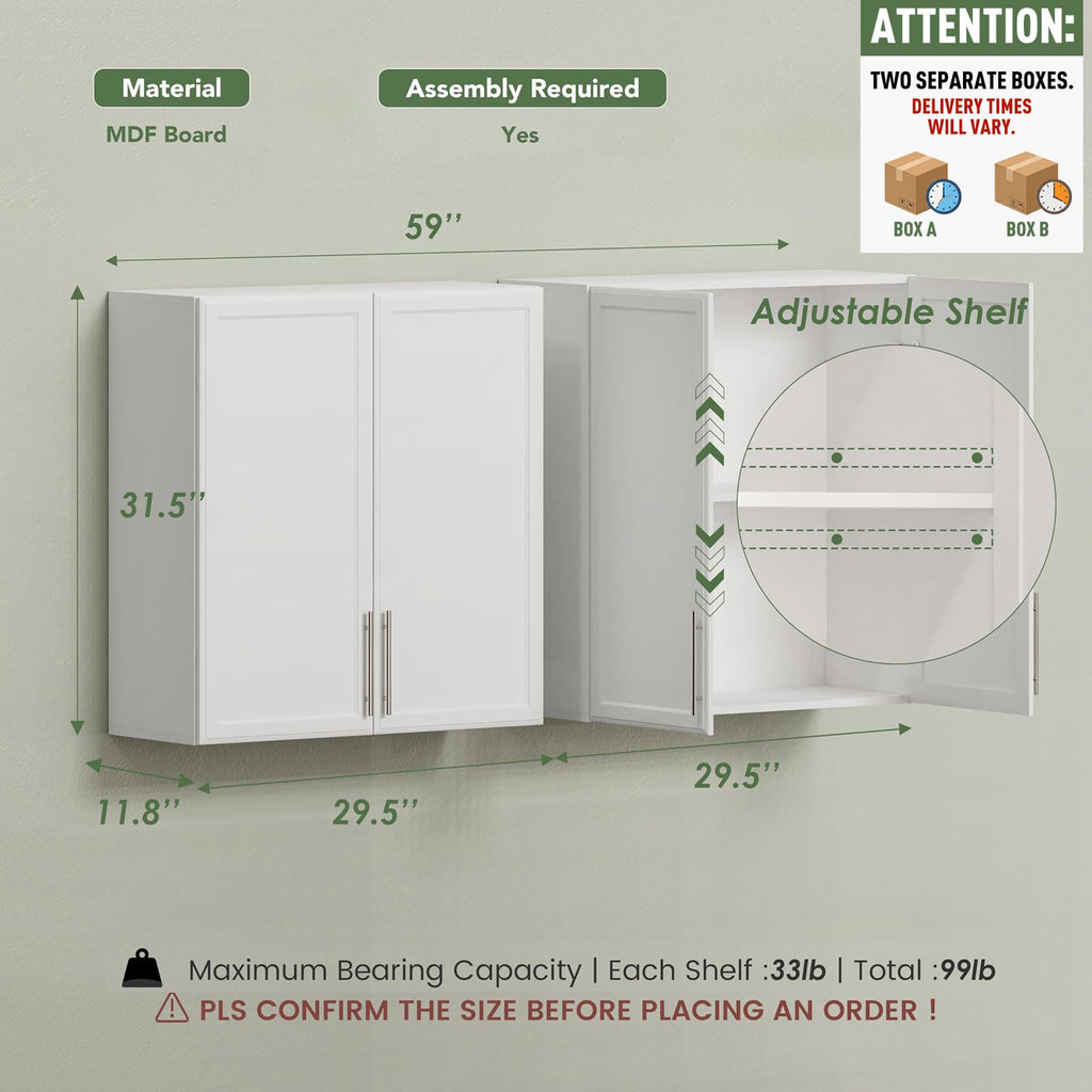White Wall Cabinet with Adjustable Shelf P300164