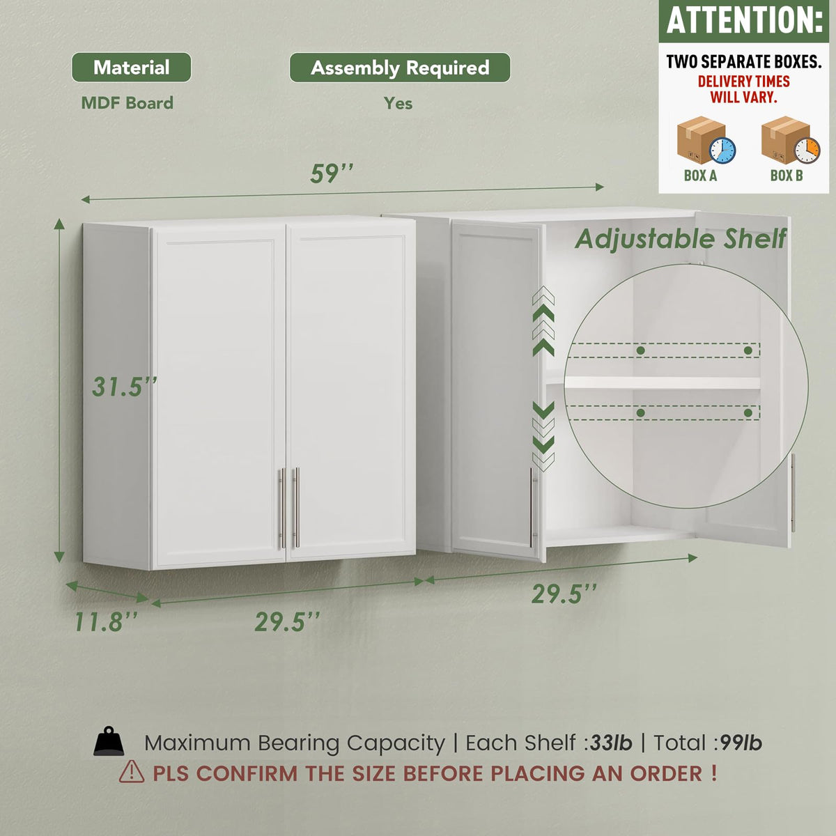 White Wall Cabinet with Adjustable Shelf P300164