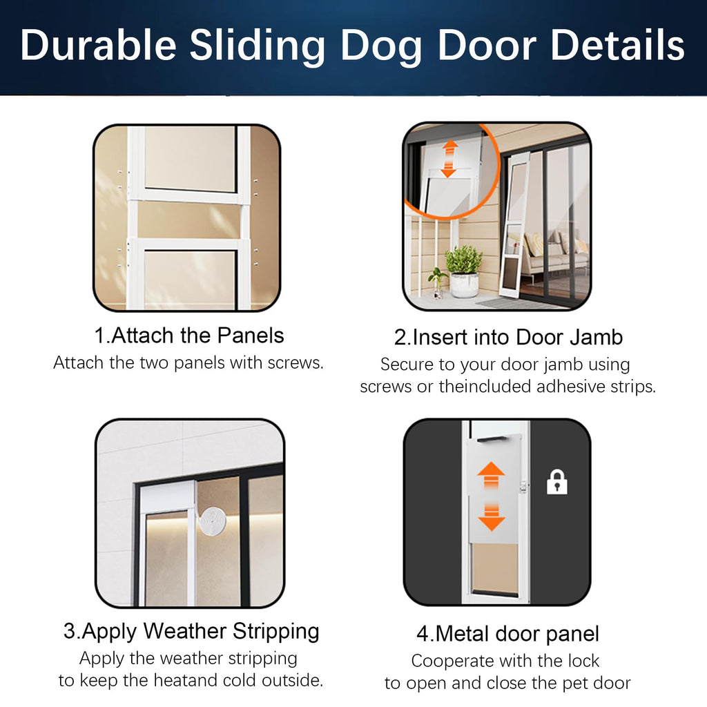 Adjustable Height Aluminum Frame Sliding Glass Door Dog Door M5031