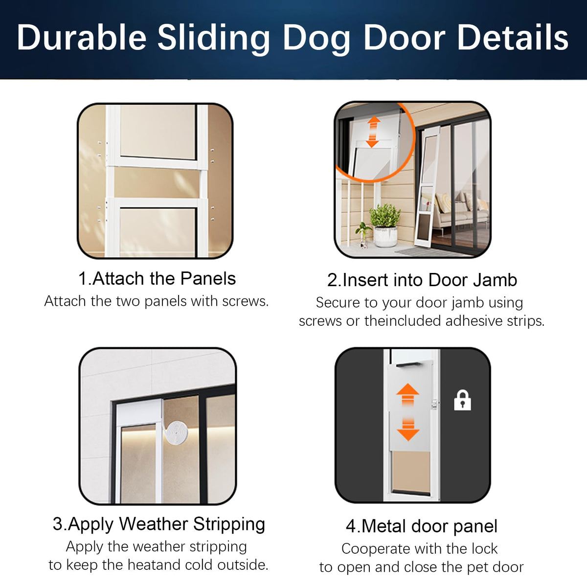 Adjustable Height Aluminum Frame Sliding Glass Door Dog Door M5031