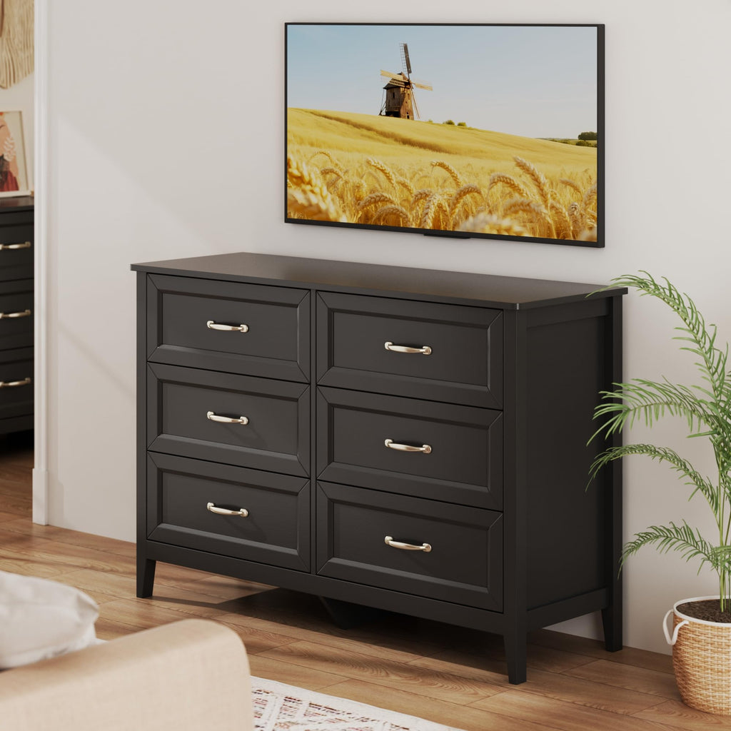 Black 6 Drawer Dresser J6111